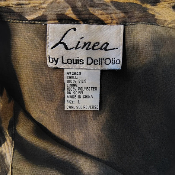 Linea by Louis Dell'Olio Tan and Brown Shear Blouse Large Leopard - Picture 3 of 3